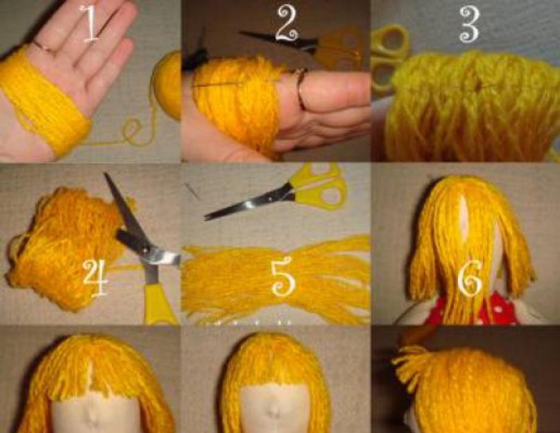 Как приклеить кукле волосы или сделать парик. Как сделать волосы для куклы своими руками: мастер-класс. Как пришить волосы кукле Как пришить волосы кукле мк