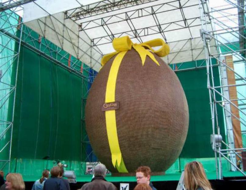 Огромное пасхальное яйцо. Самые-самые-самые пасхальные яйца со всего мира. Огромное яйцо из чистого шоколада