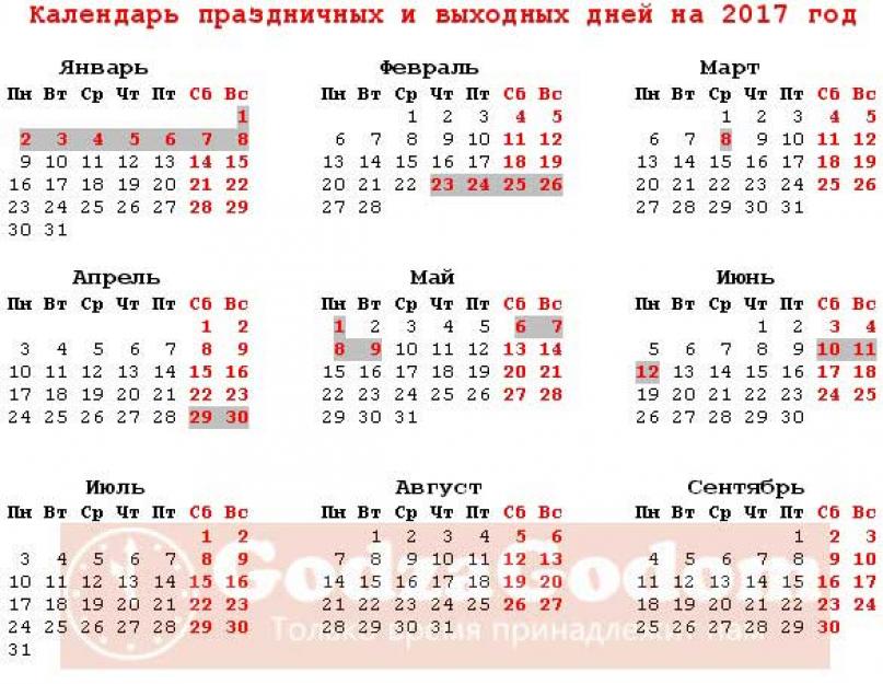 Красные дни календаря. Другие важные праздники