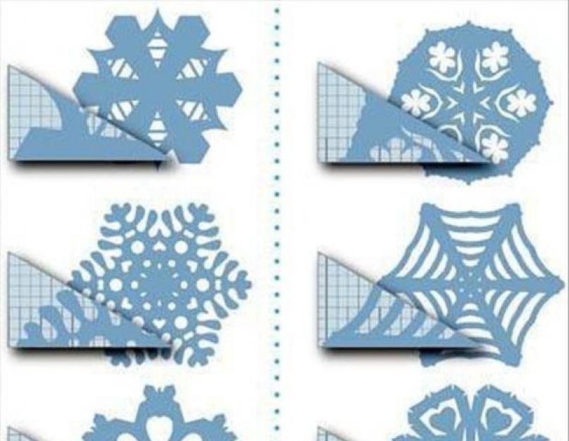 Схемы маленьких снежинок из бумаги. Украшаем дом снежинками из бумаги (шаблоны для вырезания). Ещё варианты изготовления снежинки