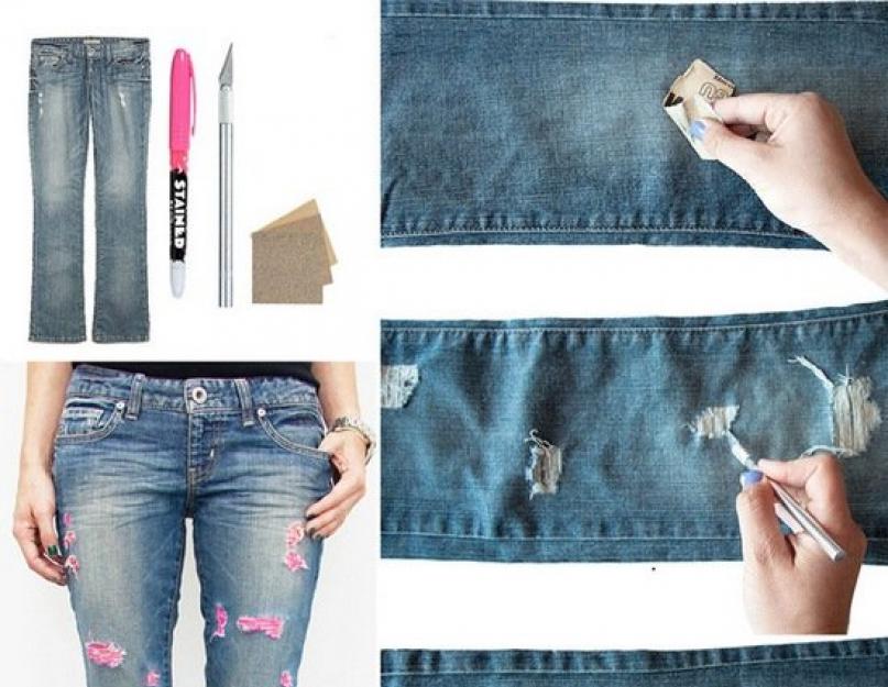 Как правильно самой сделать рваные джинсы своими руками? Как сделать модные рваные джинсы в домашних условиях? Как сделать рваные джинсы своими