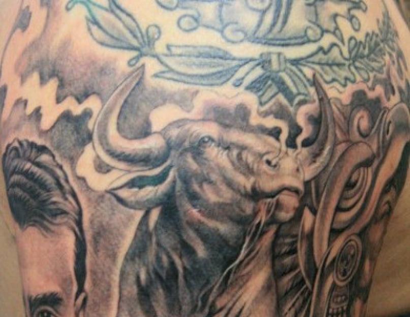 Татуировка в виде быка. Значение татуировки бык. Античная Греция и Рим