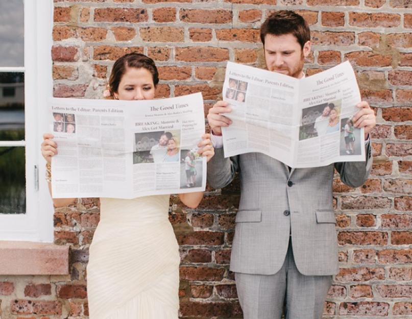 Ajaleht Wedding Herald - noorpaaridele. Pulmaleht DIY on tõeline pärusmaa. Pulma ajalehe dokumentaalfilm