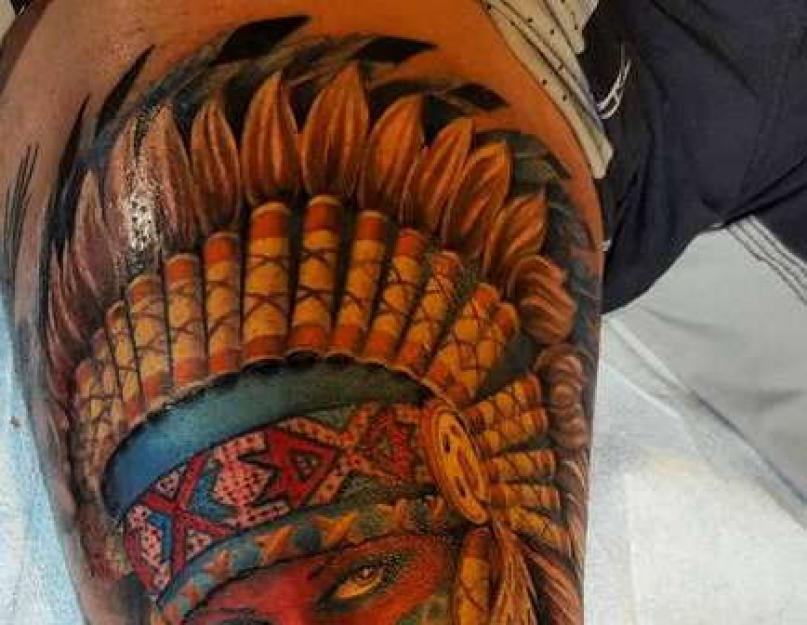 Татуировка «Индеец» значение. Тату индеец значение или что означает татуировка индеец Татуировка индейца на плече